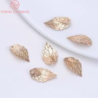57210pcs 18x10mm 24k champagne gold color plated brass tree leaf leaves charms pendants high quality diy jewelry accessories