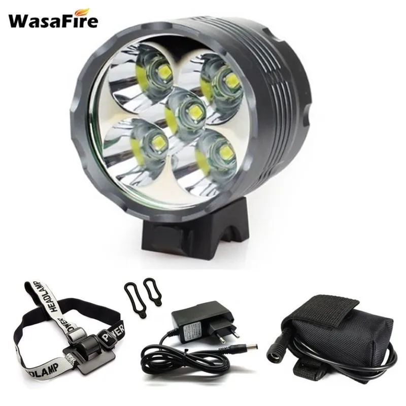 

5* XML T6 LED Bike Front Light 7000LM Bicycle Light Cycling Headlight MTB Head Lamp + 9600mAh 18650 Battery Pack + 8.4V Charger