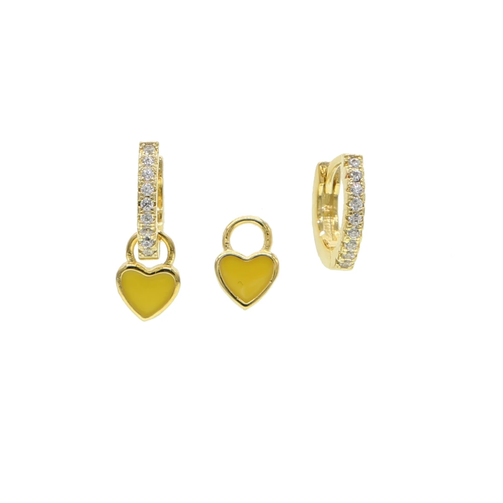 Candy Colorful Earrings Paved With Romantic Cz 4 Colors Rinbow Heart Shape Charm Jewlery For Wedding Gift 2021 New | Украшения и