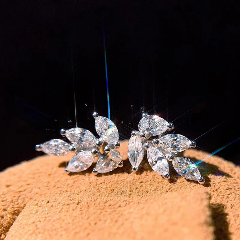 

925 пробы серебряные Роскошные инкрустированные AAA CZ свадебные серьги для невесты эффектные ювелирные изделия серьги eh641