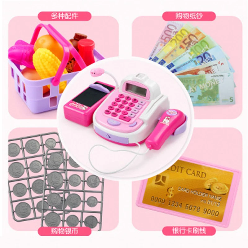 

1Set Cash Register Kids Toy Cashier Set Pretend Toys Cash Register Birthday Gift Play Money Vending Machine Toys