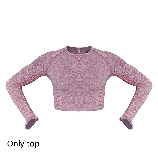 Red top Комплект для йоги, женская одежда для фитнеса, бесшовный спортивный топ с длинным рукавом, Леггинсы для йоги, комплект для спортзала, спортивный костюм, спортивная одежда, тренировочный костюм - Цвет: Red top