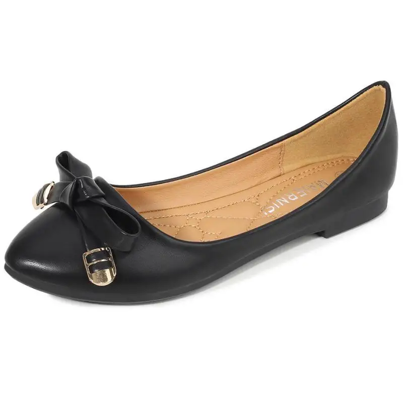 Туфли женские с бантом повседневные лоферы на плоской подошве без застежки