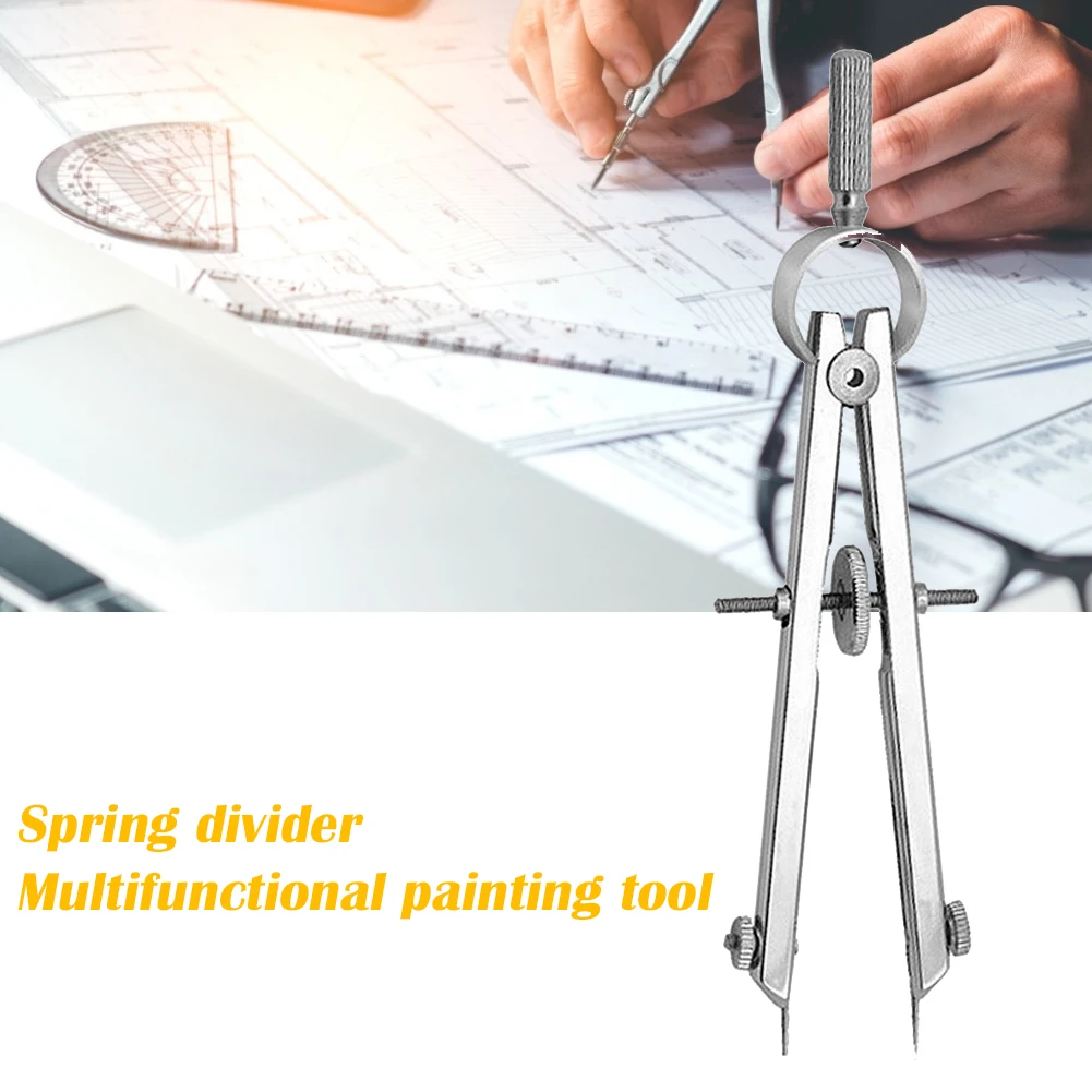 

Creative Drafting Compass with Lock Math Compass Drawing Metal Geometry Scribe Gauge Bow Divider Tool for Engineering