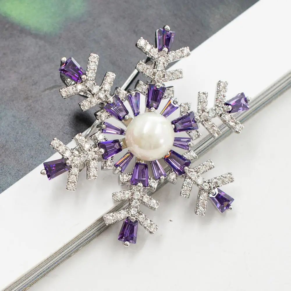 Жемчужная кубическая циркониевая Снежинка брошь женская Бижутерия Аксессуары