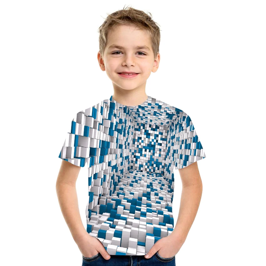 

Swirl Short Sleeve T-Shirt Summer Boys Girls Tshirt Children Casual Top 3D T Shirt Fashion O-Neck Shirt Kids Streetwear