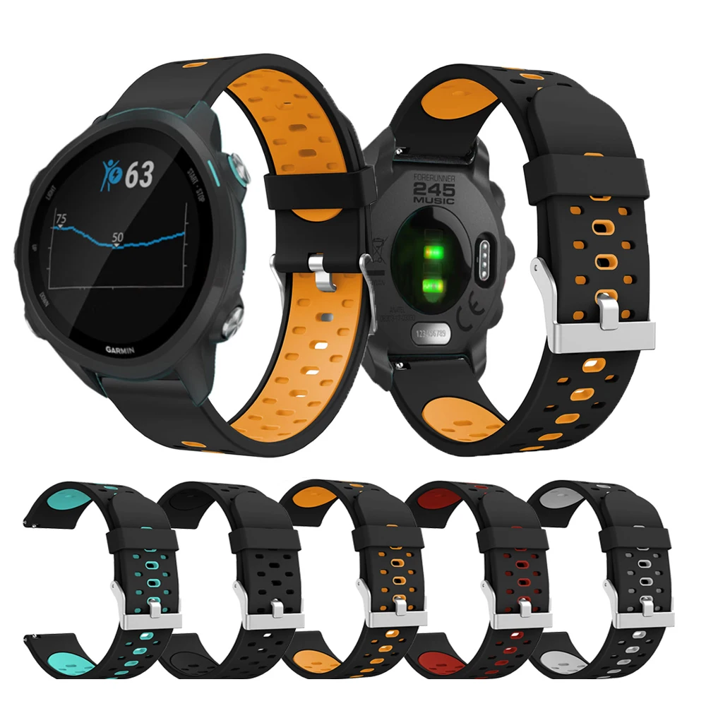 20 мм Силиконовые Ремешки для наручных часов Ремешок Garmin Forerunner 245 245M 645 Vivoactive 3