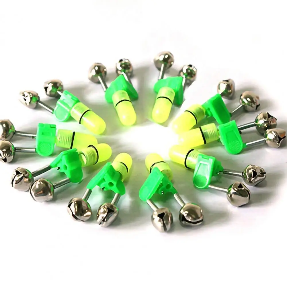

35% Discounts Hot! 10Pcs Fish Bait Alarm Luminous Waterproof Metal Fishing Rod Bait Alarm for Night Fishing