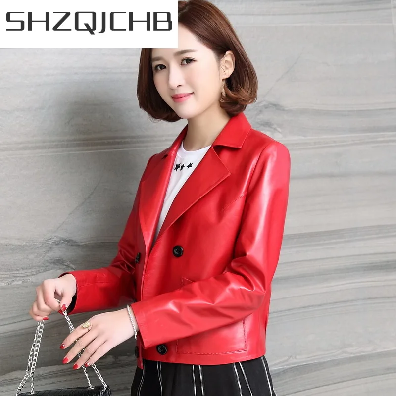 

SHZQ весенне-осенние Куртки из натуральной кожи женское роскошное кожаное пальто из натуральной овчины верхняя одежда женская одежда LWL1436