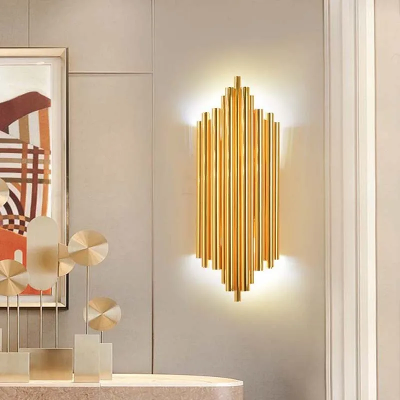 Современная светлая Роскошная золотая настенная лампа для гостиной телевизора