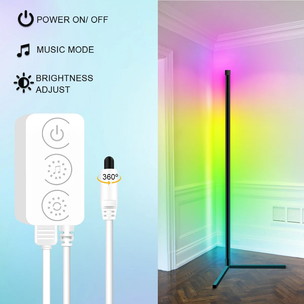 Продажа Популярная светодиодный ная светодиодная напольная лампа RGB, цветной напольный светильник для спальни, столовой, освещение атмосферы, дома...