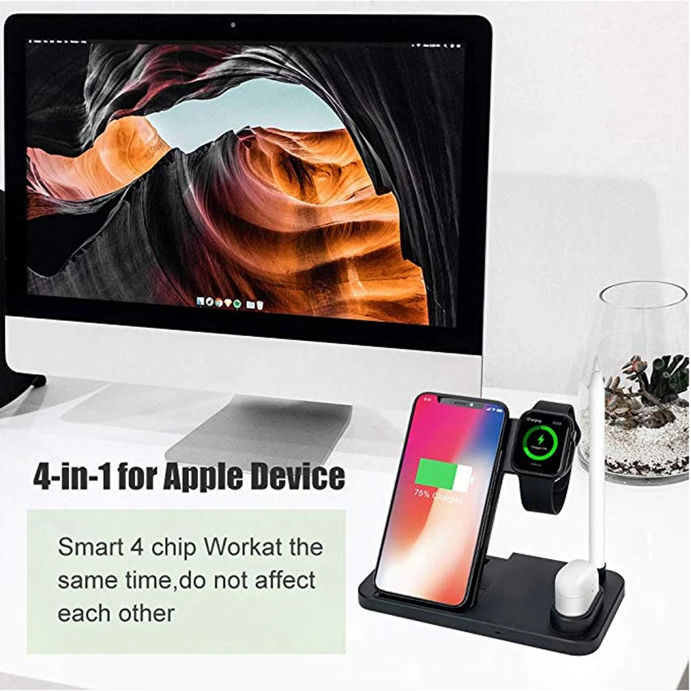 Портативное беспроводное зарядное устройство док станция USB для Apple Watch 4 3 2 1