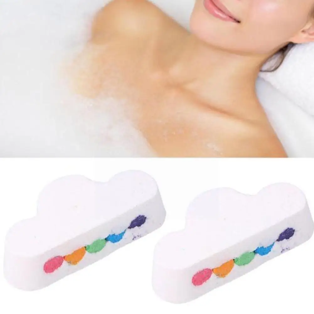 

1pc Cloud Rainbow Bath Salt Balls Essential Oil Effervescent Bomb Body Bath Exfoliating Moisturizing Skin Cleansing Bubble E6J6