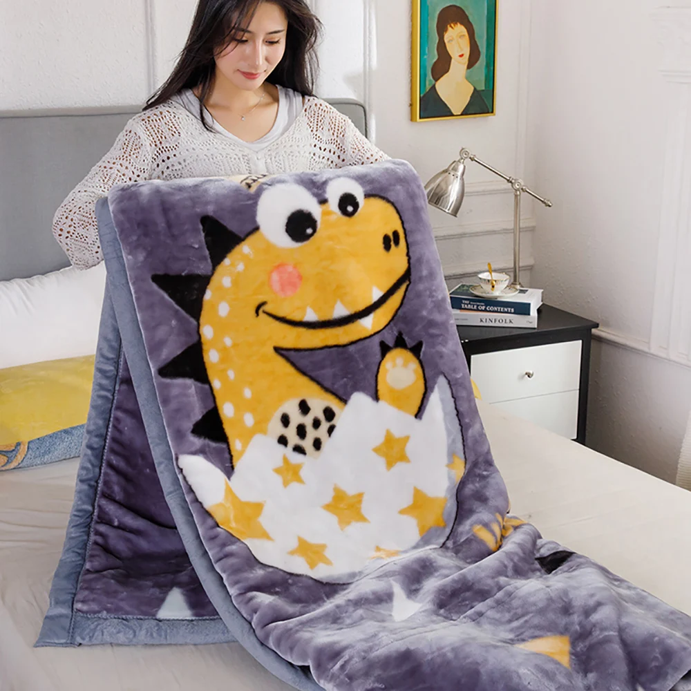 

Home Textile Cheap Super Warm Blankets Thick Polyester Fiber Cute Raschel Blanket For Beds Winter Adult Kids