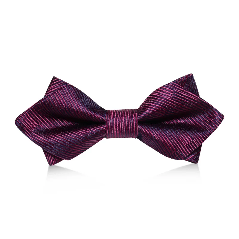 

2020 Brand New Fashion Men's Bow Ties Double Fabric Purple Striped Bowtie Banquet Bridegroom Wedding Butterfly Tie with Gift Box