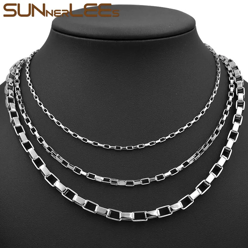 Ожерелье SUNNERLEES из нержавеющей стали 2 мм ~ 6 Геометрическая коробка звеньевая