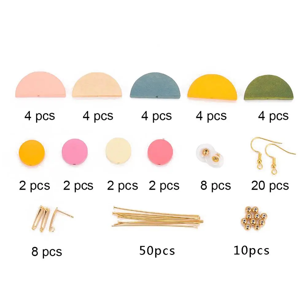 Набор для изготовления сережек-подвесок сделай сам с деревянными бусинами