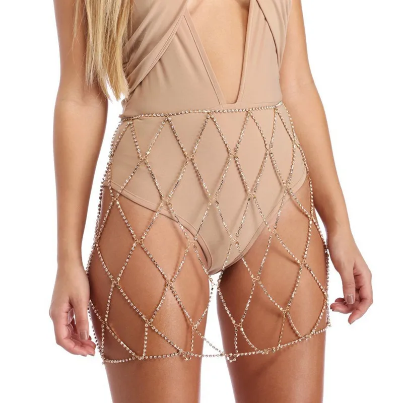 Цепочка для тела пикантное бикини сетка юбки цепочка бюстгальтера с кристаллами