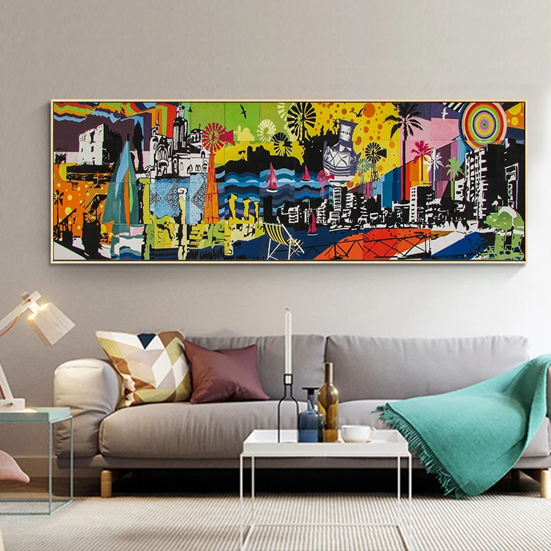 Абстрактный городской пейзаж настенные картины на холсте Современные поп обои