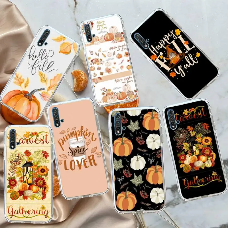 

Pumpkin happy autumn leaves Phone Case Transparent for Huawei honor P mate 40 20 30 10 50 i 9 x mate pro lite 8a