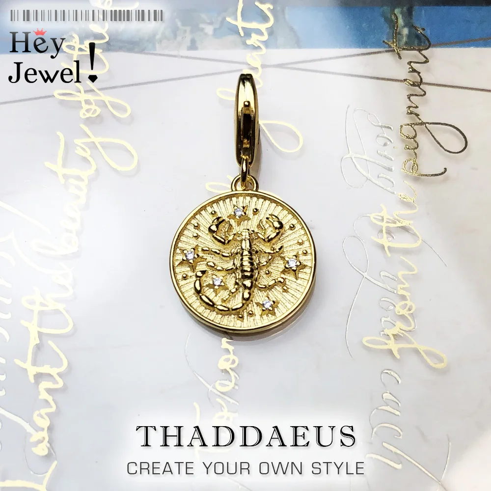 

Zodiac Sign Scorpio Golden Charms Europe Jewelry Findings Accessories 925 Sterling Silver Fashion Jewelry Gift For Women Men