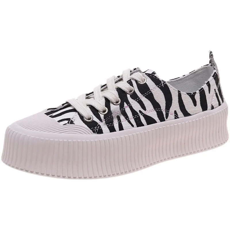 

Shoes Woman 2021 Espadrilles Platform Round Toe Female Footwear Creepers Modis All-Match White Sneakers New Summer Cross Small D