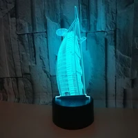 sailboat building shape 3d table lamp 7 color visual led night lights kids gifts touch usb lampara baby sleeping lighting decor