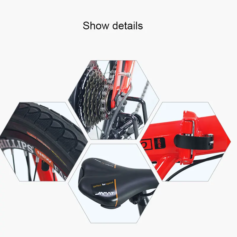 Bike Folding Bicycle 20 Inch Speed Double Disc Brake Shock Absorption Aluminum Alloy Rim Student Adult Men and Women