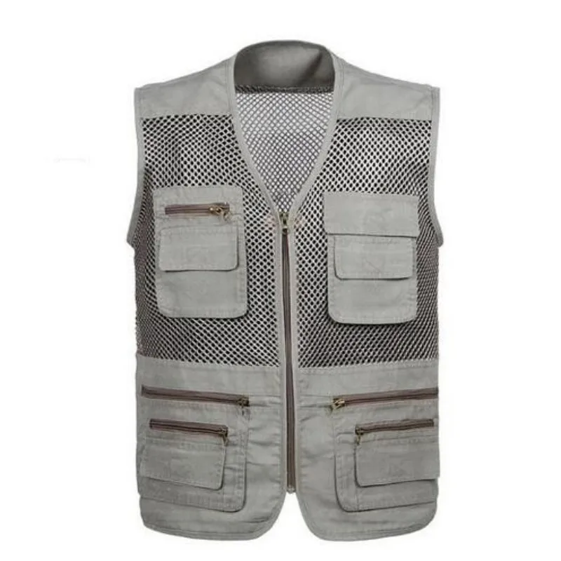 Модная мужская куртка без рукавов жилет в рыбацком стиле новинка летняя сетчатая