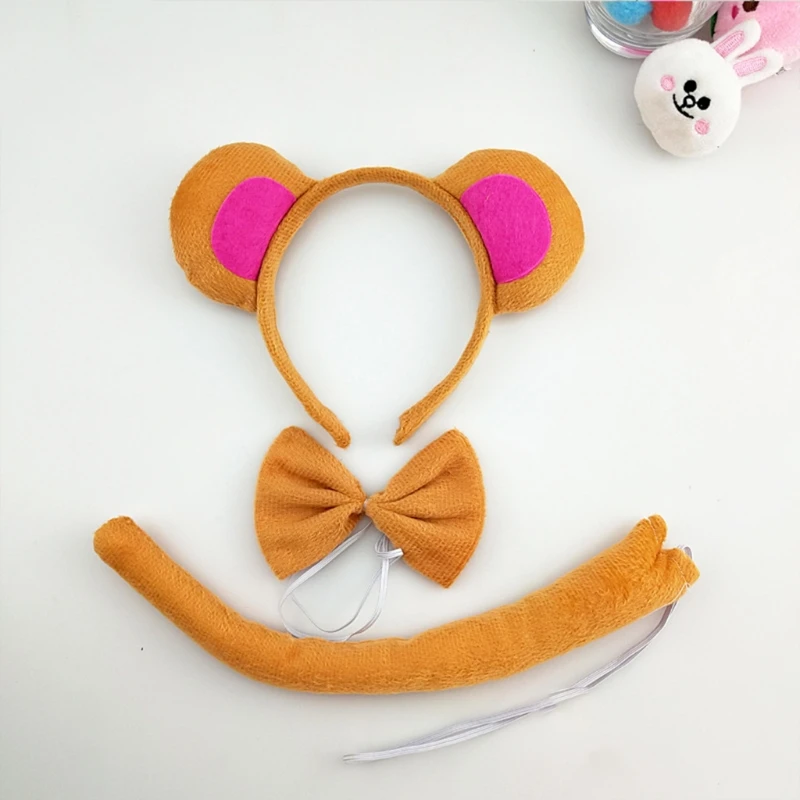 

Ears Headbands Bows Tail Monkey Ears for Kids Girls Women Princess Party Decorations Cosplay Animal Headband For Washing
