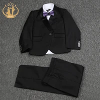 2021 nimble spring autumn formal black suit for boy set children party host wedding costume blazer vest pants wholesale clothing