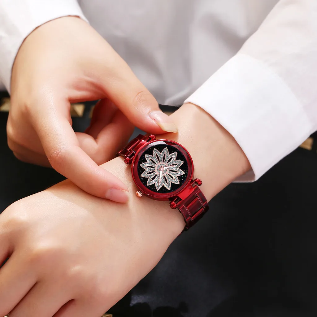 

Vansvar Women Watch Brand Luxury Flowers Starry Sky Watch Luxury Stainless Steel Quartz Ladies Watch Clock Relogio Feminino#W