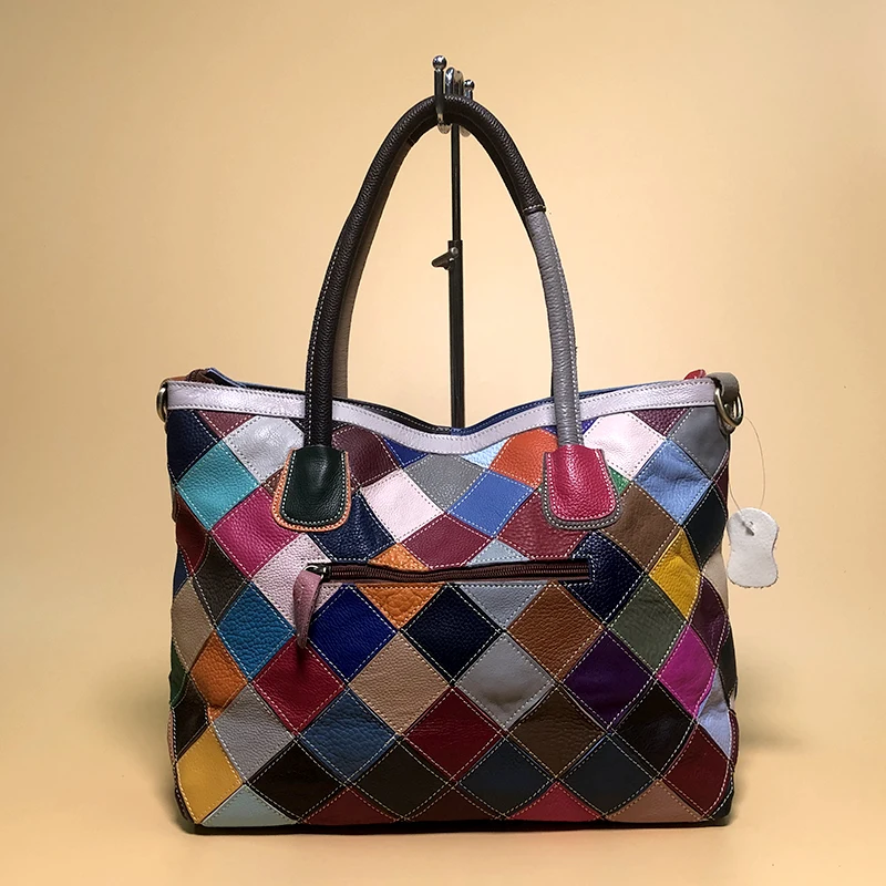 Цвет случайный верхний слой воловья кожа Большая вместительная сумка