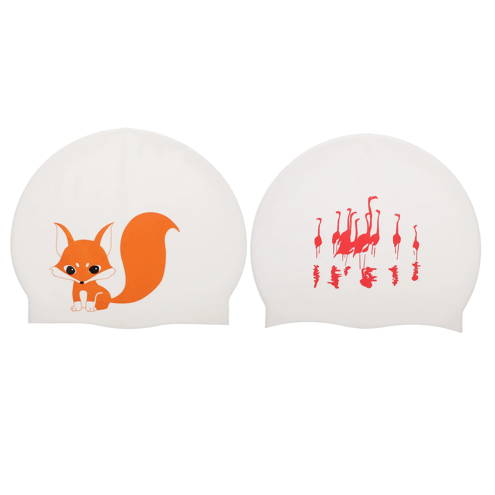 

2pcs Fashionable Swimming Caps Waterproof Cartoon Silicone Swimming Caps