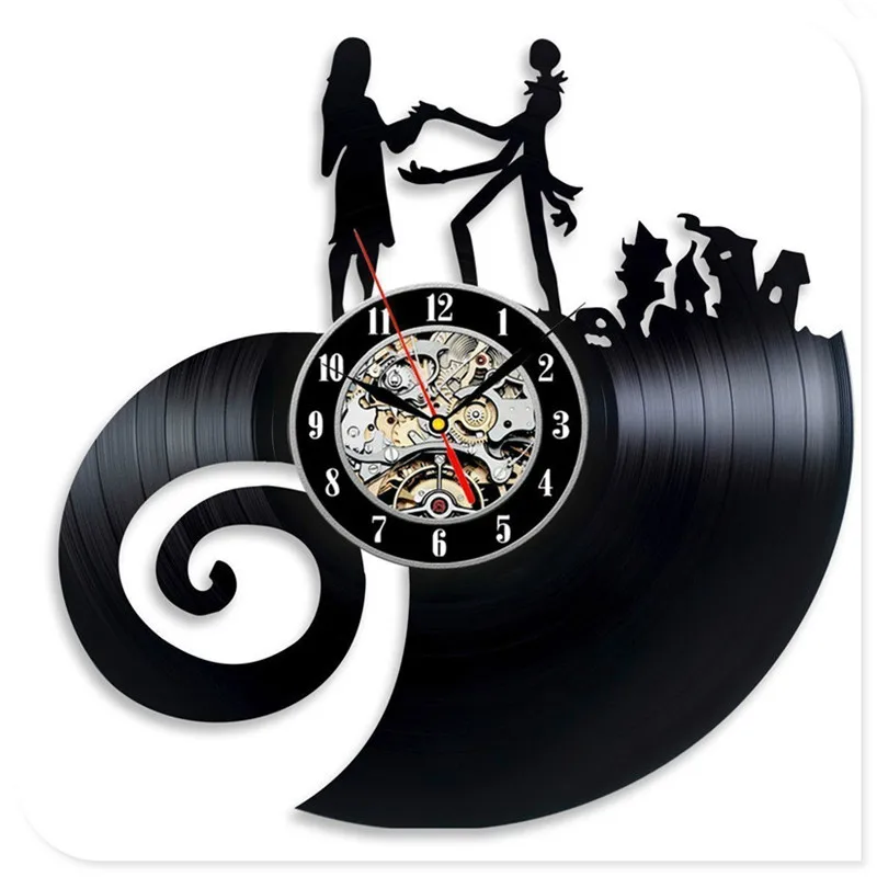 Хэллоуин Skellington черный виниловый CD 3D настенные часы Ночная кобыла перед рождественские украшения для поделок для дома - Цвет: 15