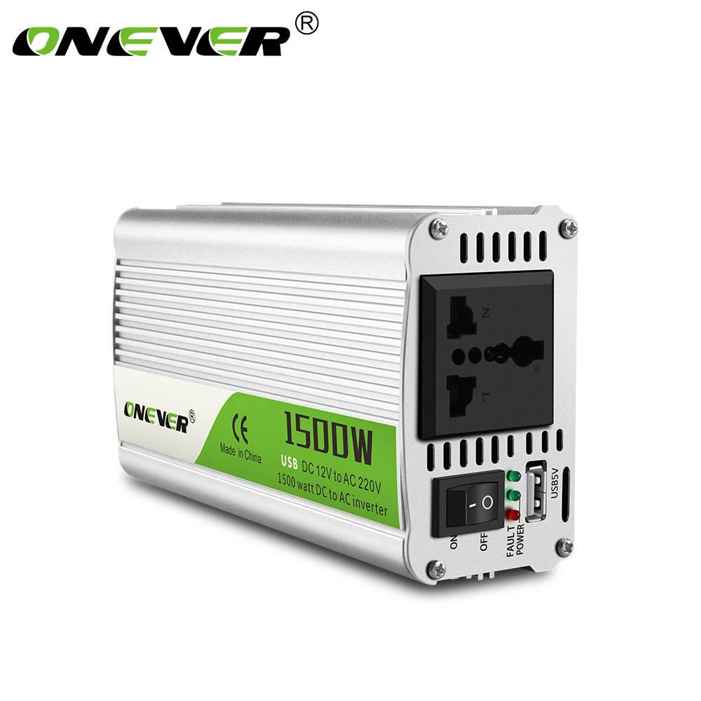 Автомобильный инвертор Onever 1500 Вт 12 В постоянного тока в 220 переменного
