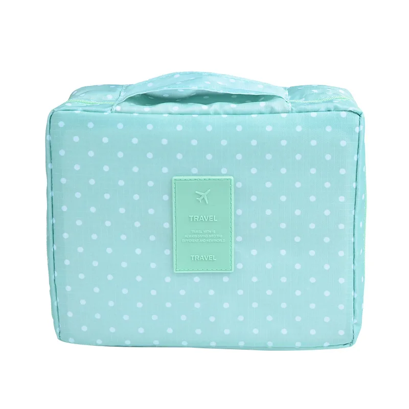 Multifunction Travel Cosmetic Bag Women Makeup Bags Toiletries Organizer Waterproof Female Storage Make Up Cases Wholesale - Цвет: Green dot