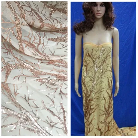 Ткань с большими блестками цвета шампанского свадебное платье вечернее ткань