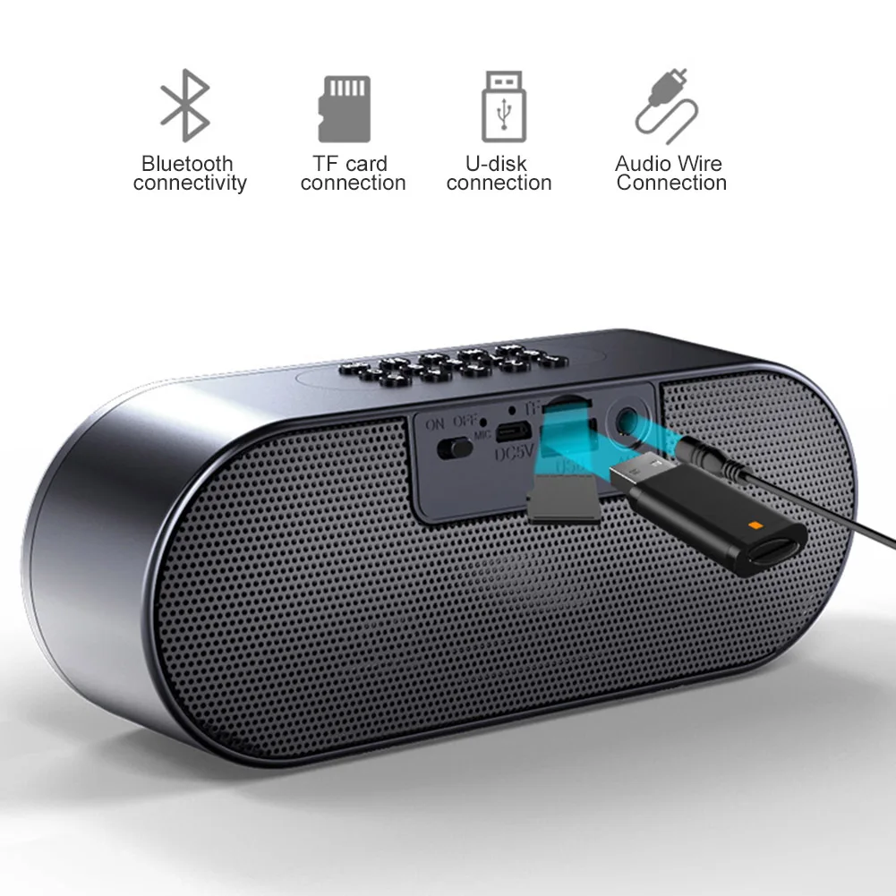 Портативный Bluetooth 5 0 динамик Будильник беспроводной 6D объемный звук стерео