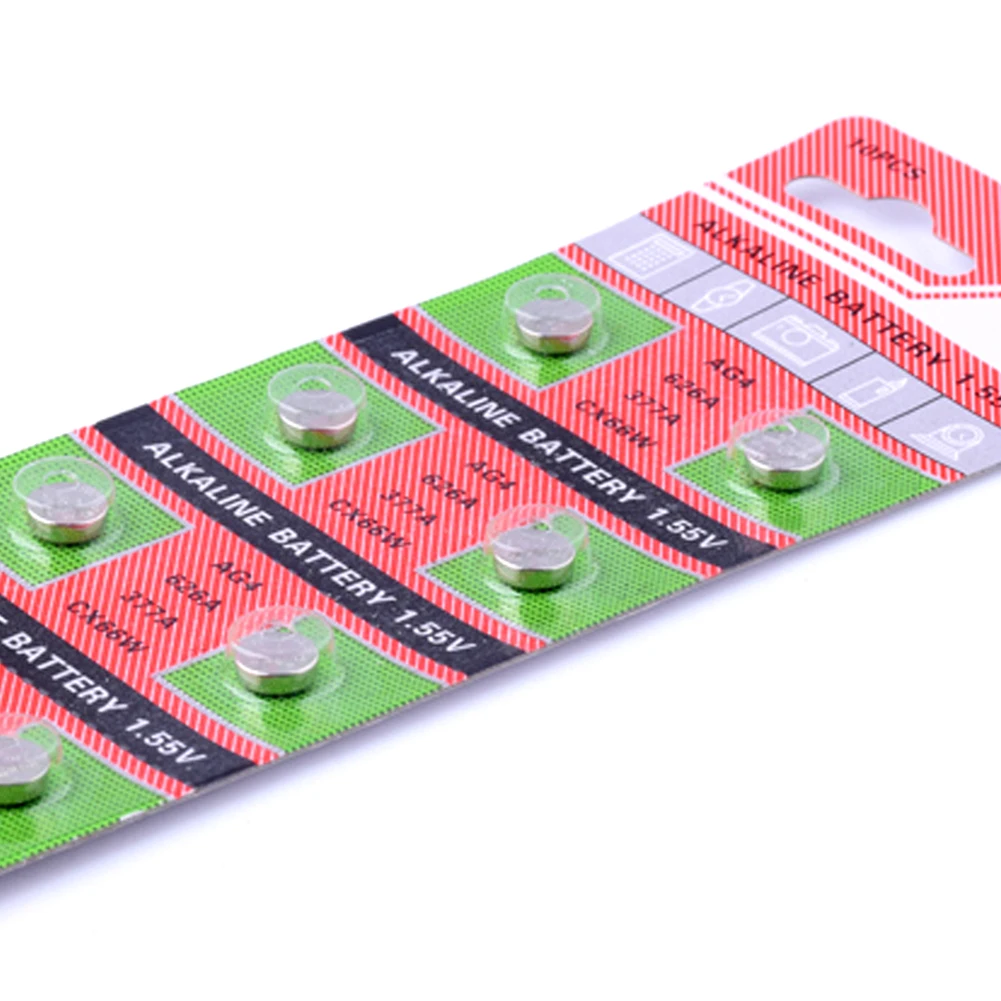 

YCDC 10pcs/card AG4 SR626 177 Cell Coin Alkaline Battery 1.55V 626A 377A CX66W LR626 button battery For Watch Toys Remote