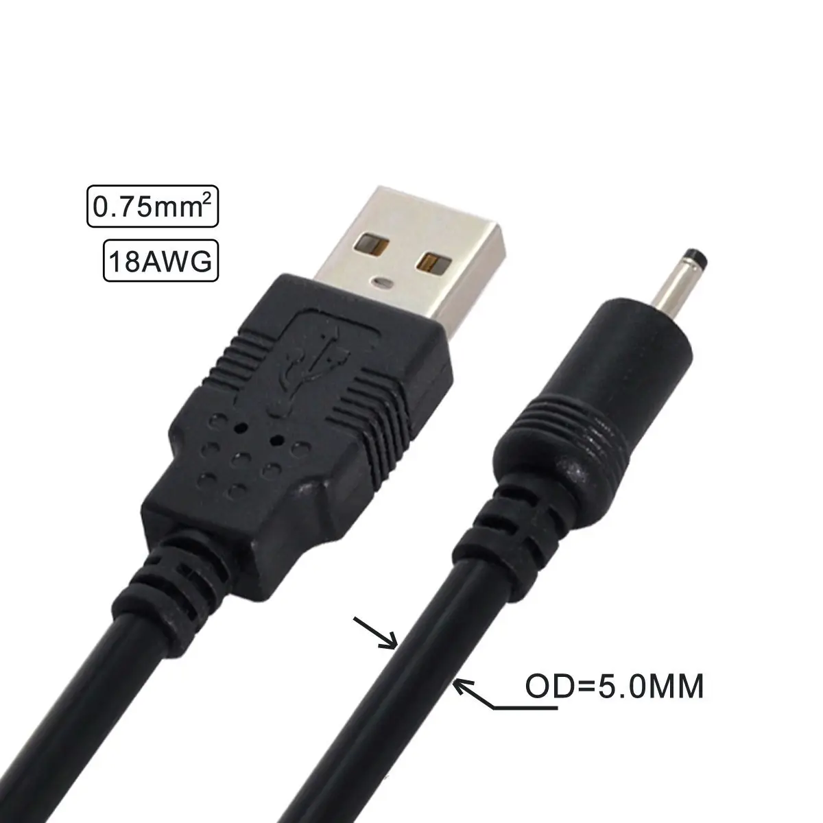 Jimier 18AWG 0 75 мм * 2 USB Тип папа к DC 50 35 7 разъем питания 5 в кабель 100 см|Кабели передачи