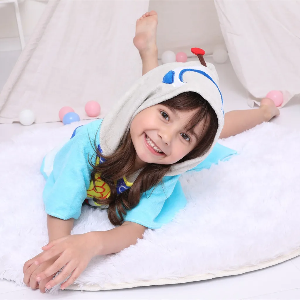 Банный халат с длинными рукавами и капюшоном с изображением животных для мальчиков и девочек, детское спа-полотенце с героями мультфильмов, детский банный халат, детское пляжное полотенце, пижамы, Aug1