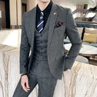 Твидовые костюмы для мужчин, свадебные смокинги в клетку на одной пуговице, облегающие деловые костюмы для выпускного вечера