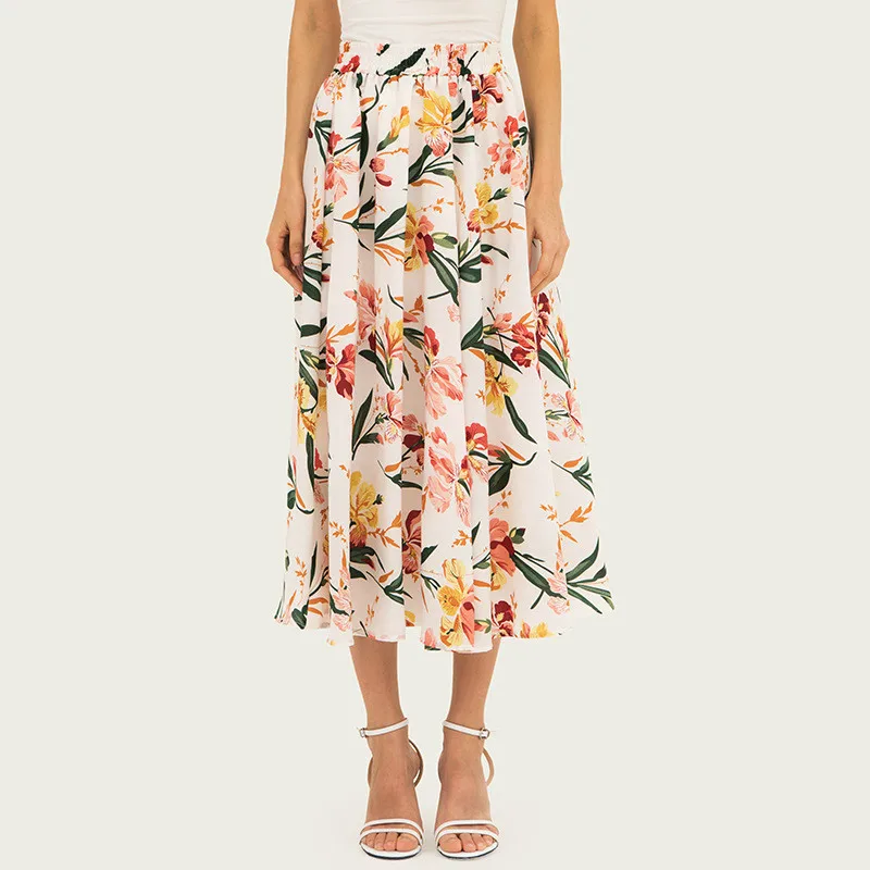 Юбки Женские s миди плиссированная юбка из тюля с богемным принтом женские 2019