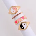 Модные золотые кольца в форме сердца с кристаллами Тай-Чи для женщин, милые кольца, ювелирные украшения для вечеринок