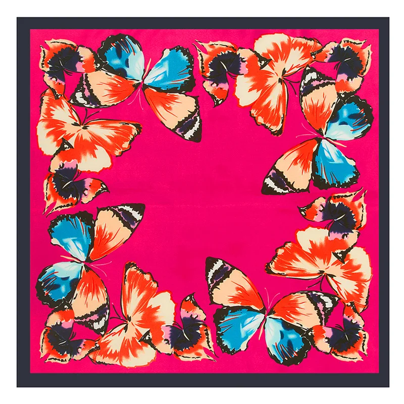 Шелковый платок Twill Luxury Brand Women размером 60*60 см с принтом бабочек, головной убор, новая мода, маленький квадратный шарф ML20.