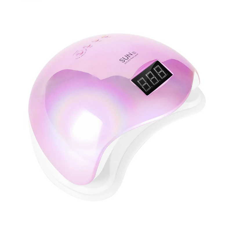 Pink SUN5 48 Вт Двойной УФ светодиодный светильник для ногтей Сушилка для ногтей гель лак отверждения свет с нижней 30 s/60 s таймер ЖК-дисплей - Color: Pink