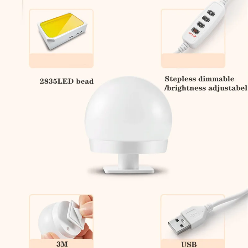 10 светодиодный Плавная затемнения макияж зеркало светильник Голливуд настенный