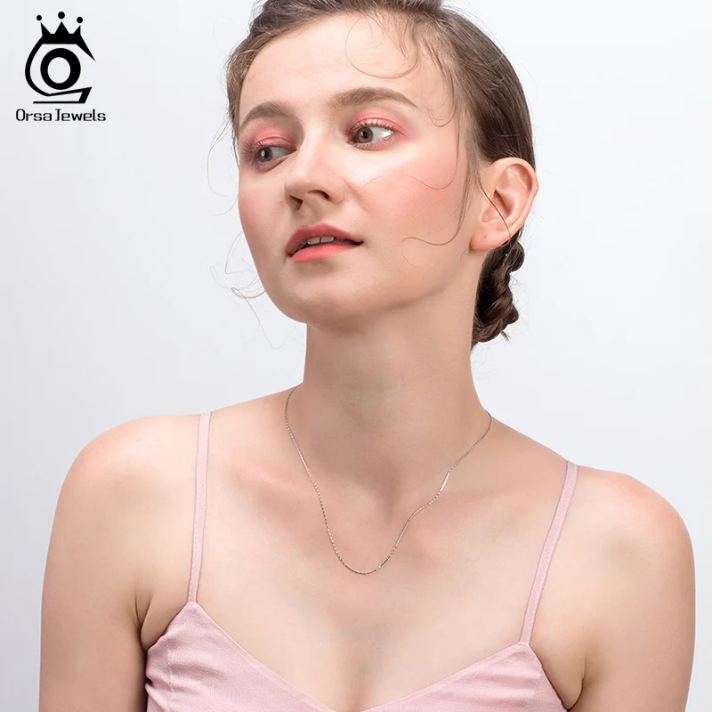 

ORSA JEWELS 40cm 45cm 50 cm Italy Bamboo Chain Necklace Woman Man 925 Sterling Silver Necklace Fine Jewelry Gift Wholesale OSC21