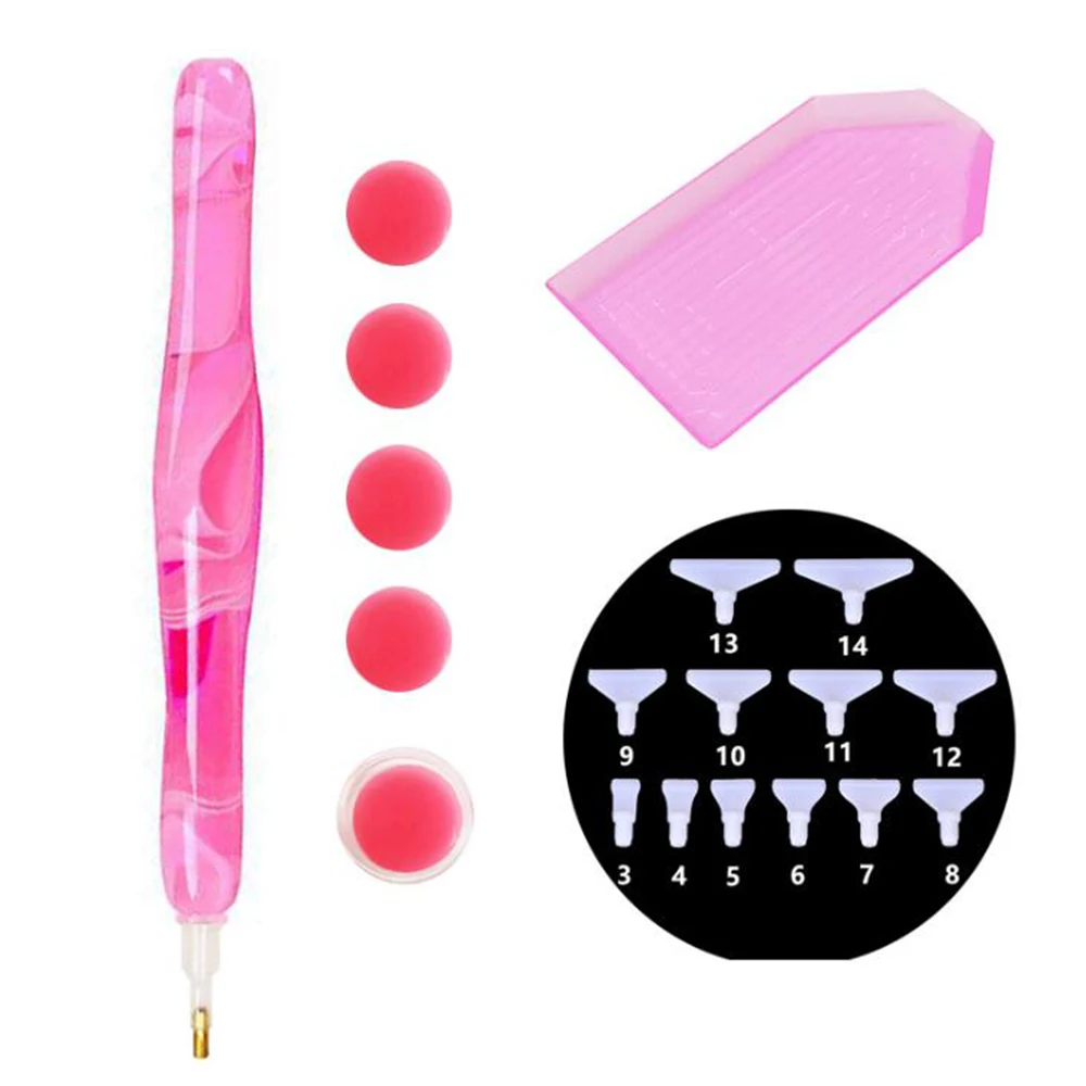 

5D Diamond Painting Resin Point Drill Pens With Big Tray And Clay And 18 Pieces Nib Kits DIY Diamond Embroidery Accessories